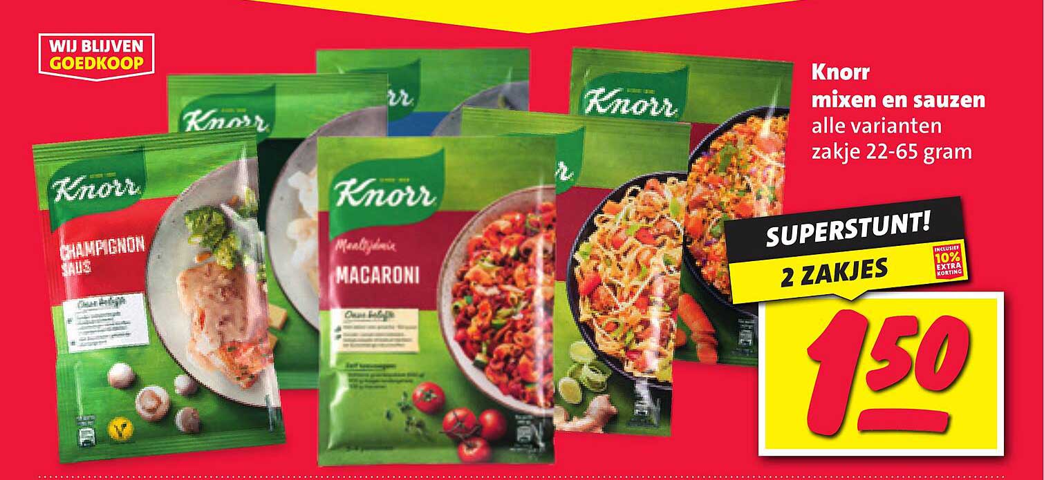 Knorr mixen en sauzen alle varianten zakje 22-65 gram