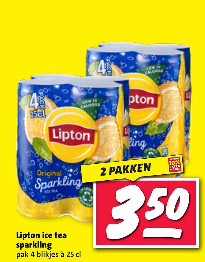Lipton ice tea sparkling pak 4 blikjes à 25 cl