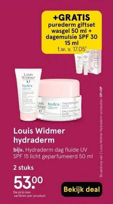 Louis Widmer hydraderm bijv. Hydraderm dag fluïde UV SPF 15 licht geparfumeerd 50 ml