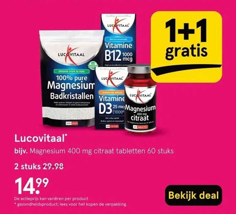 Lucovitaal* bijv. Magnesium 400 mg citraat tabletten 60 stuks