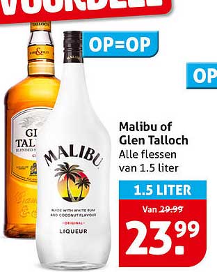 Malibu of Glen Talloch - Alle flessen van 1.5 liter