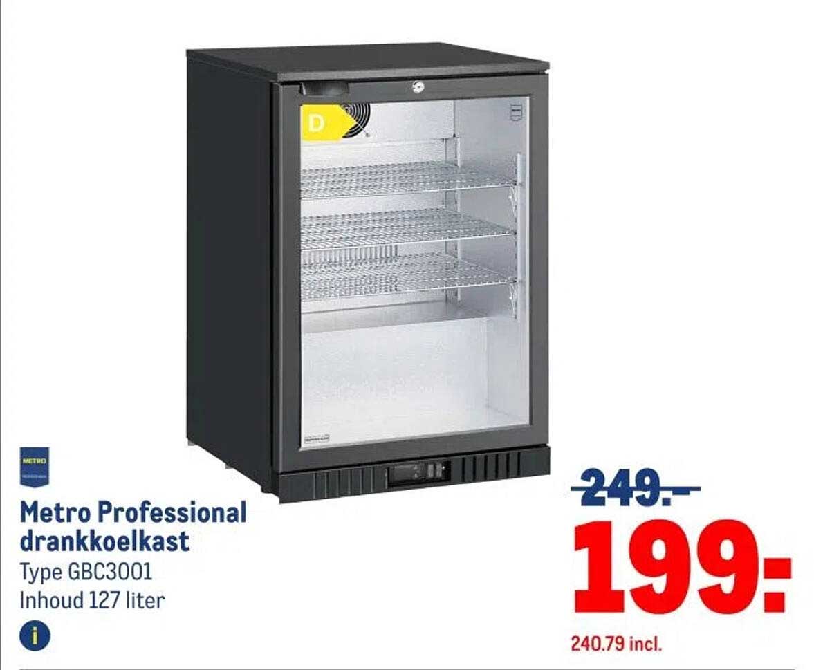 Metro Professional drankkoelkast Type GBC3001 Inhoud 127 liter