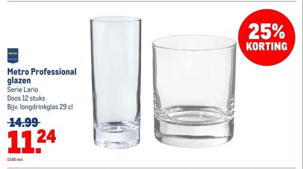Metro Professional glazen Serie Lario Doos 12 stuks