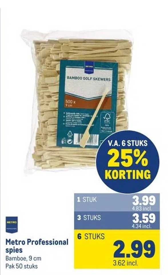 Metro Professional spiesen Bamboo, 9 cm Pak 50 stuks