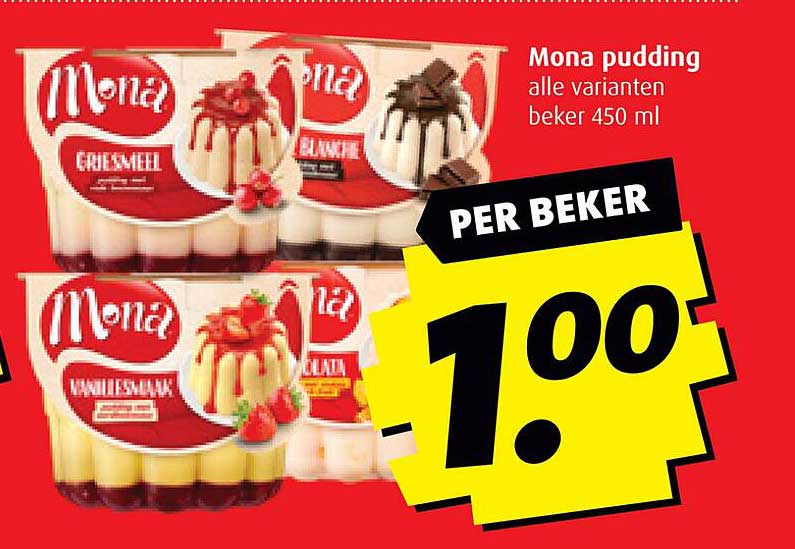 Mona pudding alle varianten beker 450 ml
