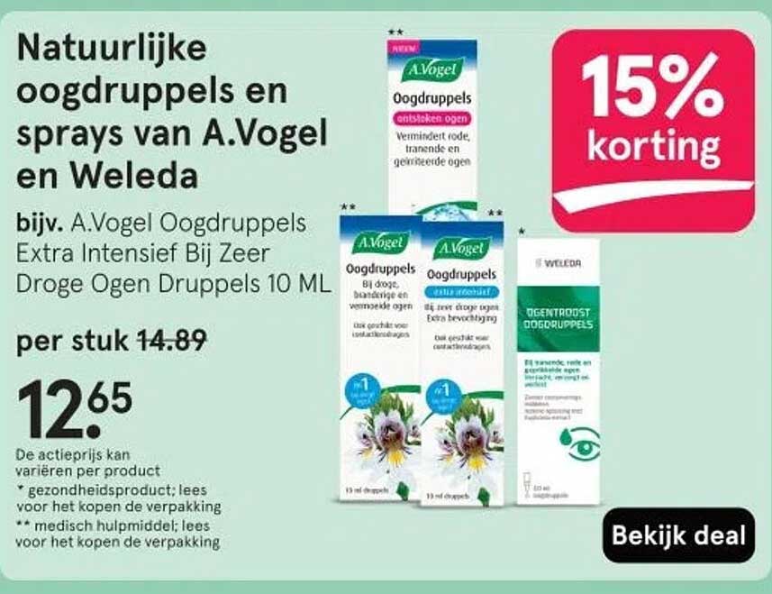 Natuurlijke oogdruppels en sprays van A.Vogel en Weleda