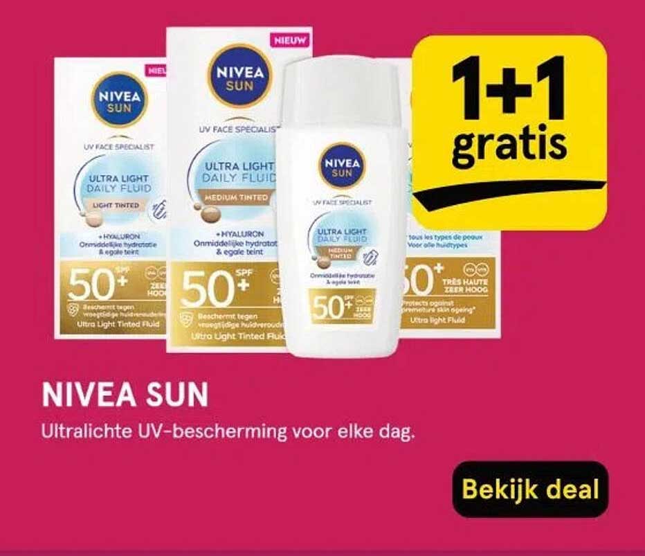 NIVEA SUN Ultra Light Daily Fluid 50+ 1+1 gratis