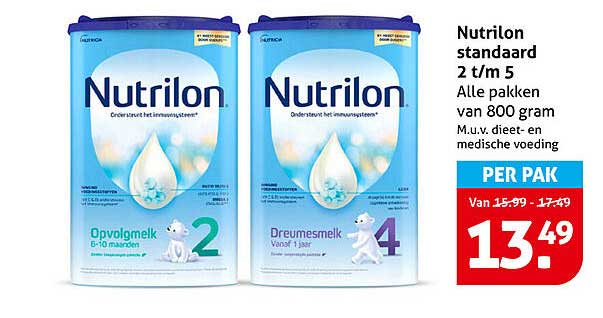Nutrilon standaard 2 t/m 5 Alle pakken van 800 gram M.u.v. dieet- en medische voeding
