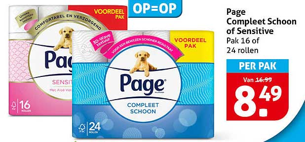 Page Compleet Schoon of Sensitive Pak 16 of 24 rollen