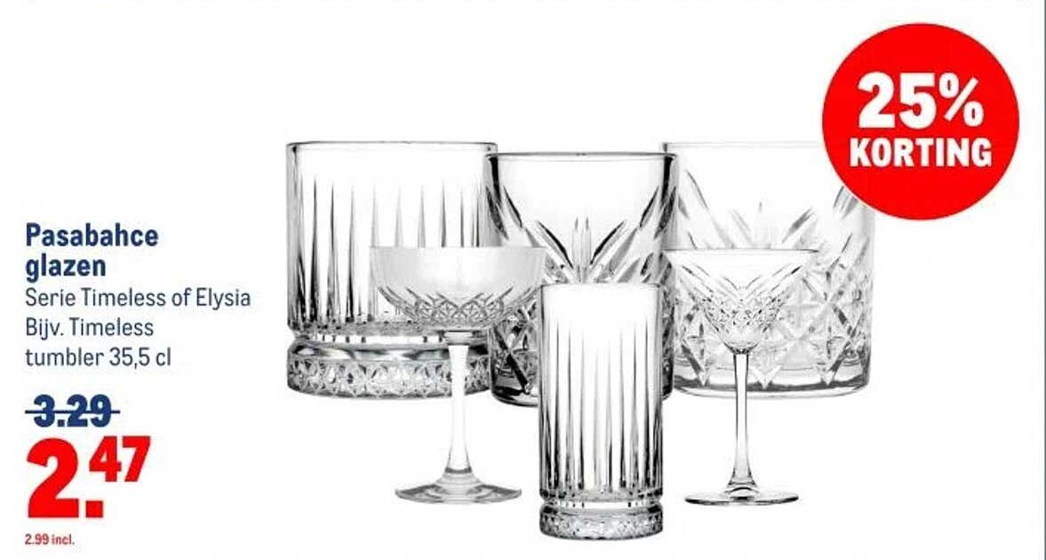 Pasabahce glazen Serie Timeless of Elysia Bijv. Timeless tumbler 35,5 cl