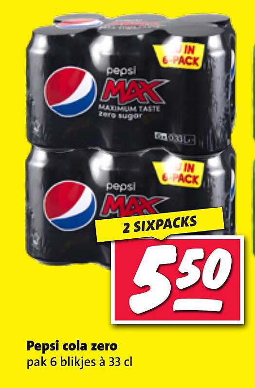 Pepsi cola zero pak 6 blijkjes à 33 cl