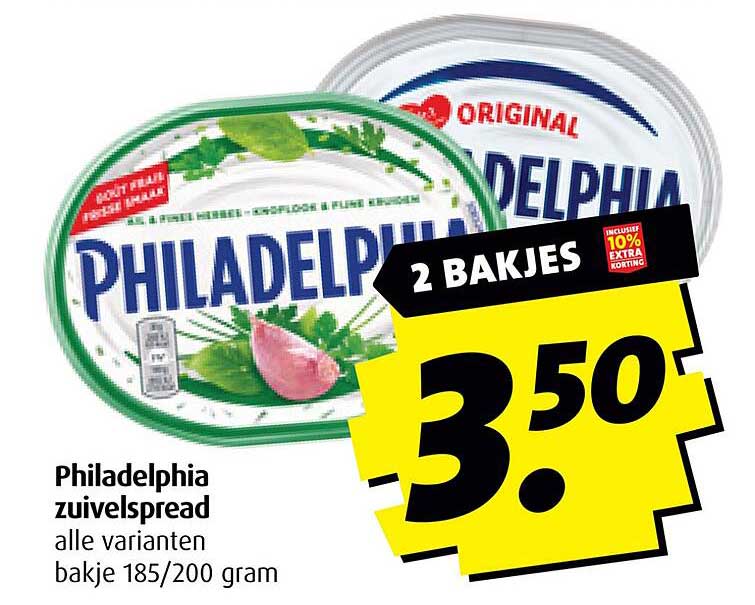 Philadelphia zuivelspread alle varianten bakje 185/200 gram