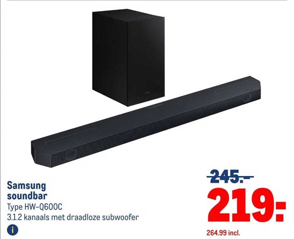 Samsung soundbar Type HW-Q600C 3.1.2 kanalen met draadloze subwoofer