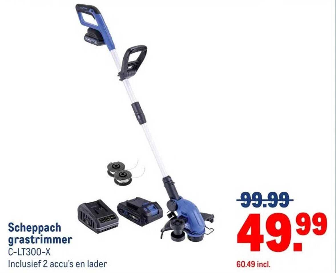 Scheppach grastrimmer C-LT300-X Inclusief 2 acccu's en lader