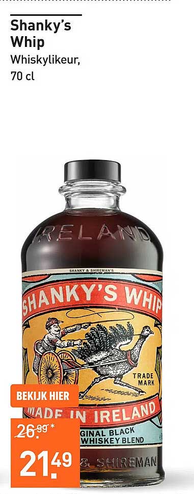 Shanky's Whip Whiskylikeur, 70 cl