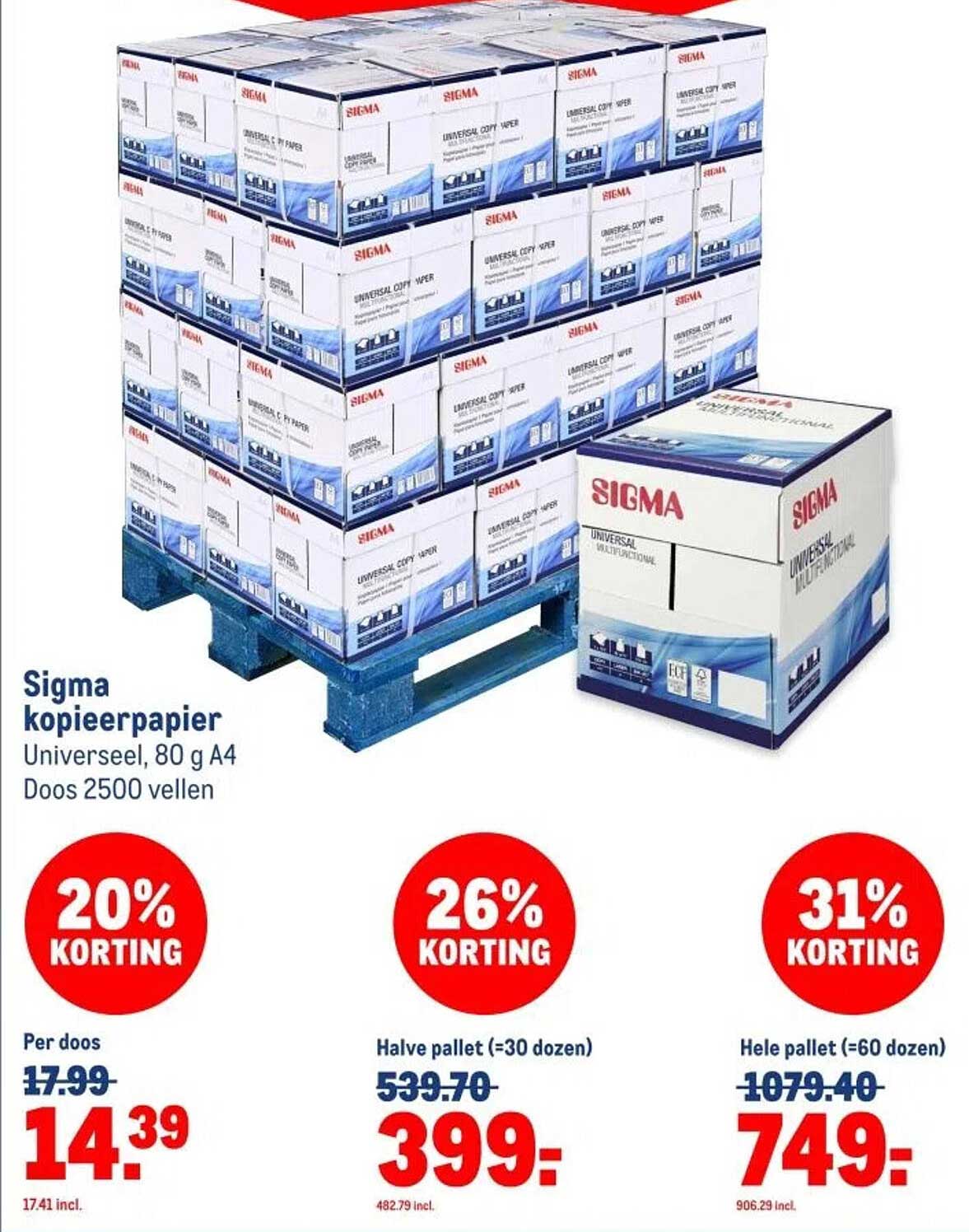 Sigma kopieerpapier Universeel, 80 g A4 Doos 2500 vellen