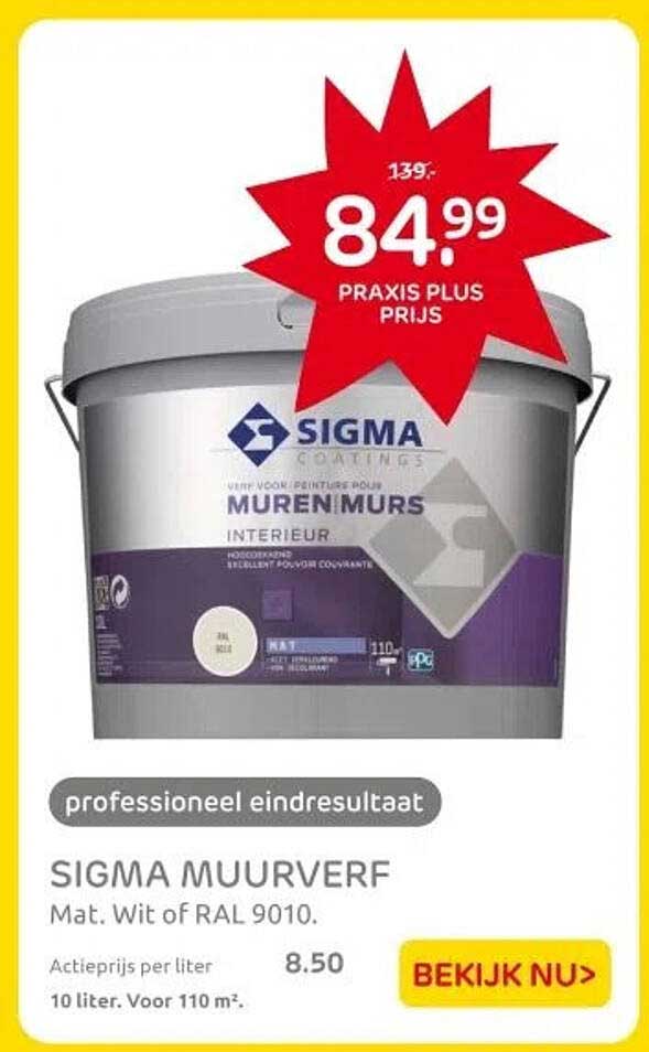 SIGMA MUURVERF Mat. Wit of RAL 9010.
