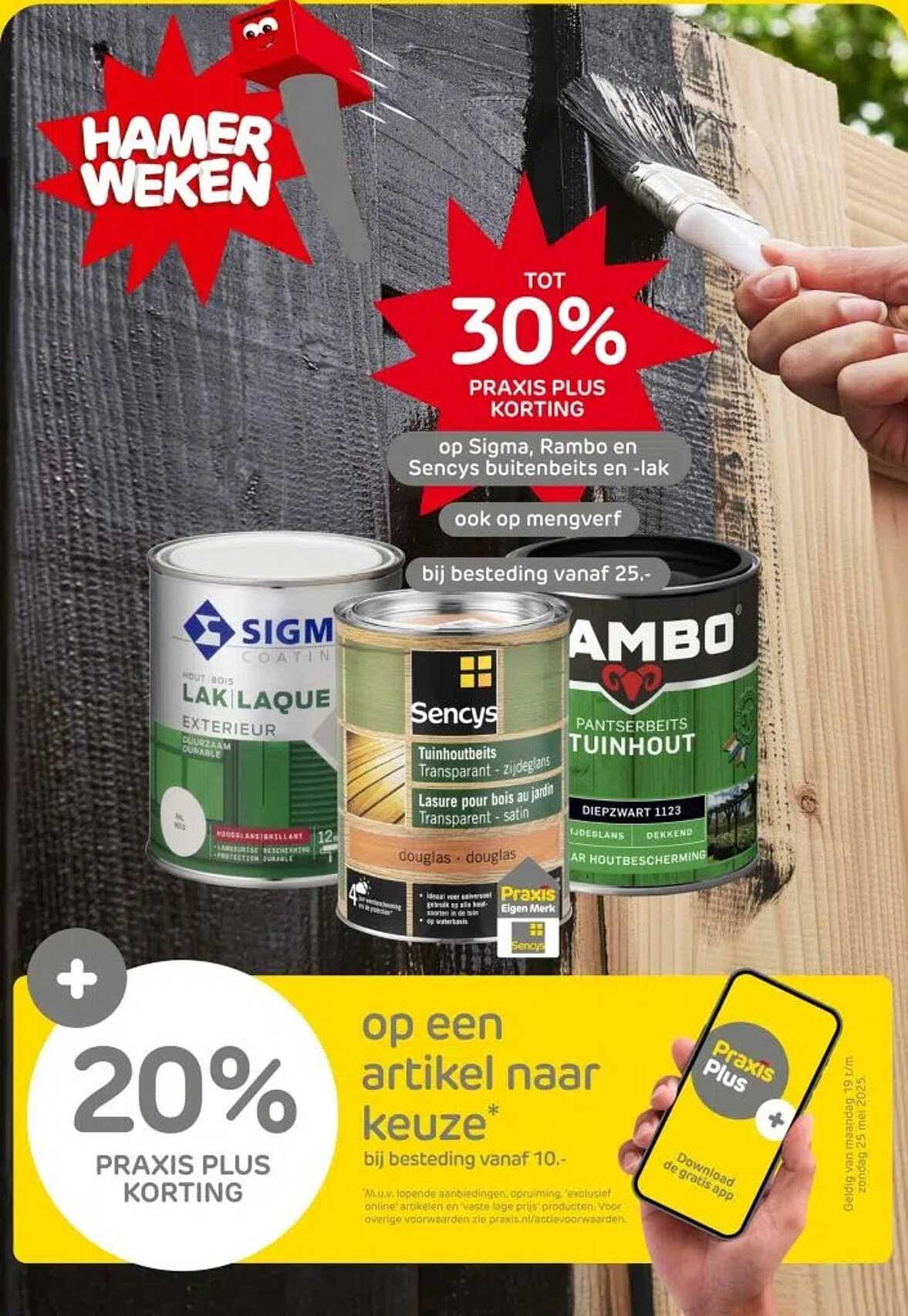 Tot 30% PRAKIS PLUS KORTING op Sigma, Rambo en Sencys buitenbeits en -lak