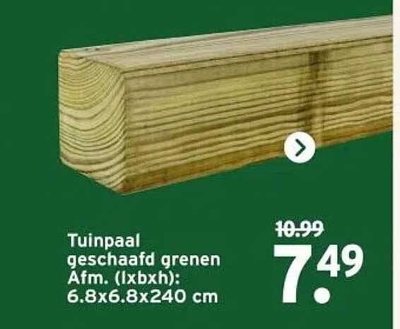 Tuinpaal geschaafd grenen Afm. (lxbxh): 6.8x6.8x240 cm