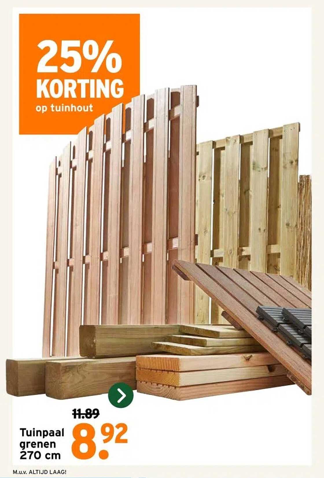 Tuinpaal grenen 270 cm