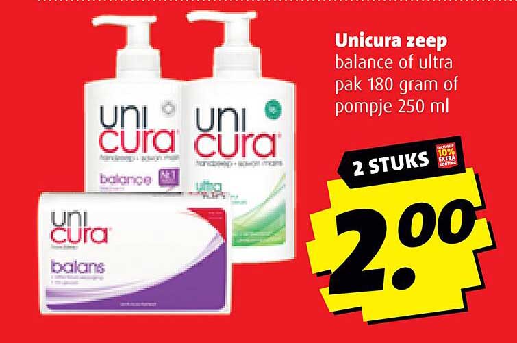 Unicura zeep balance of ultra pak 180 gram of pompje 250 ml
