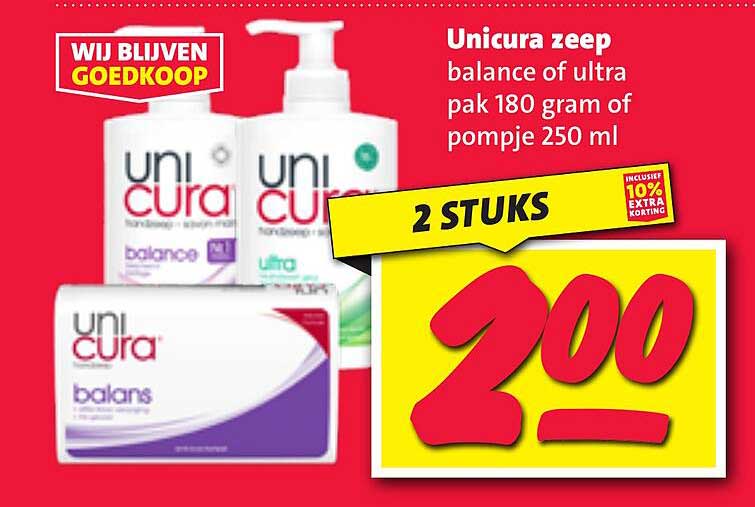 Unicura zeep balance of ultra pak 180 gram of pompje 250 ml
