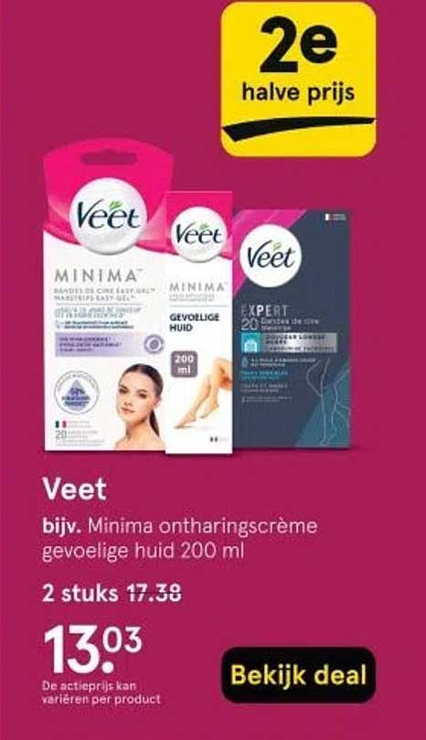 Veet bijv. Minima ontharingscrème gevoelige huid 200 ml