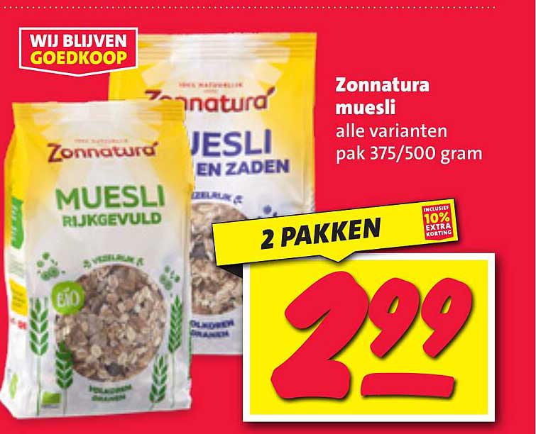 Zonnatura muesli alle varianten pak 375/500 gram
