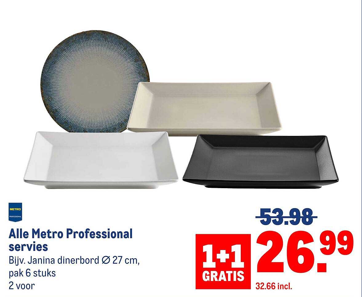 Alle Metro Professional servies Bijv. Janina dinerbord Ø 27 cm, pak 6 stuks 2 voor 1+1 GRATIS