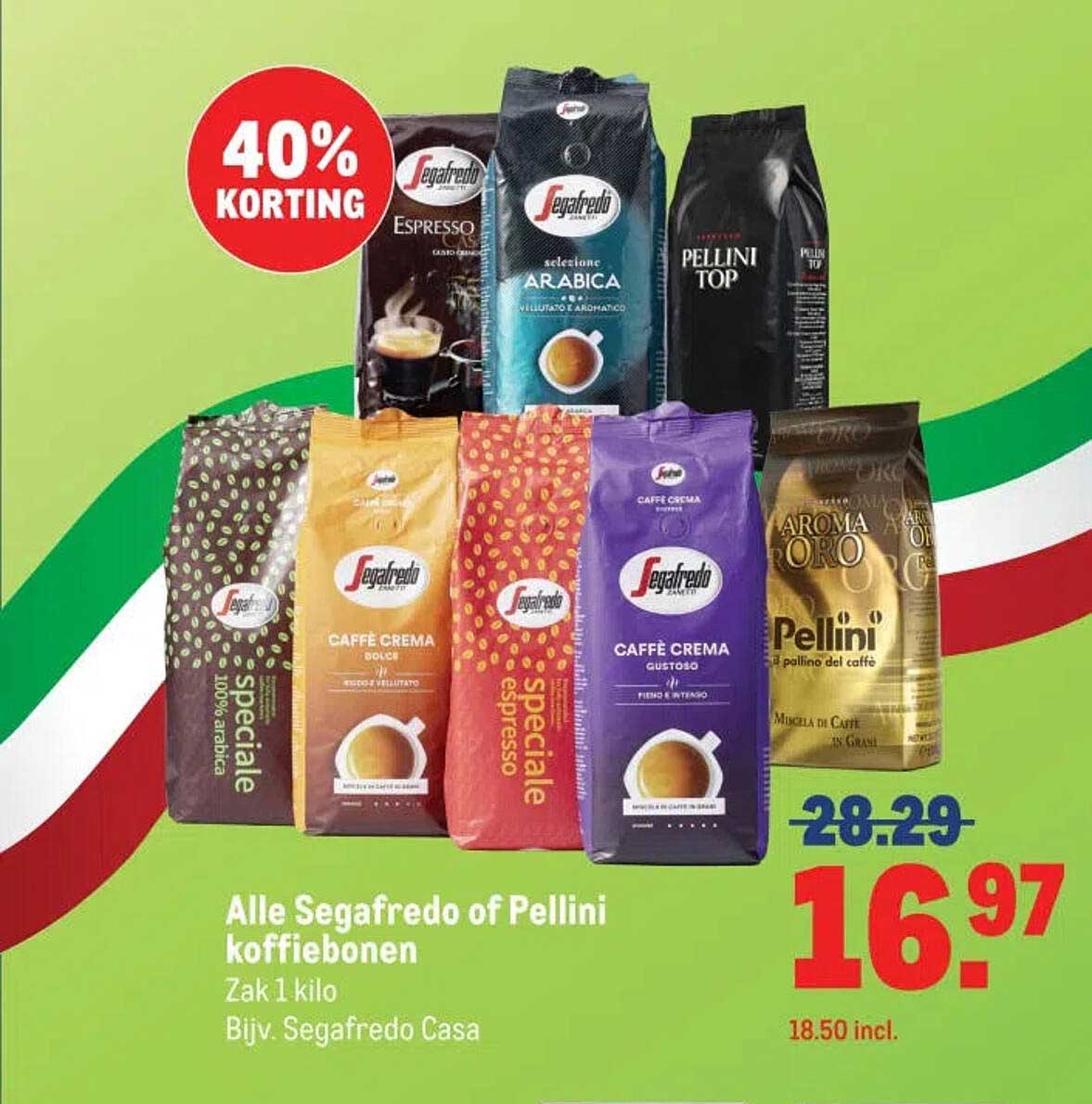 Alle Segafredo of Pellini koffiebonen