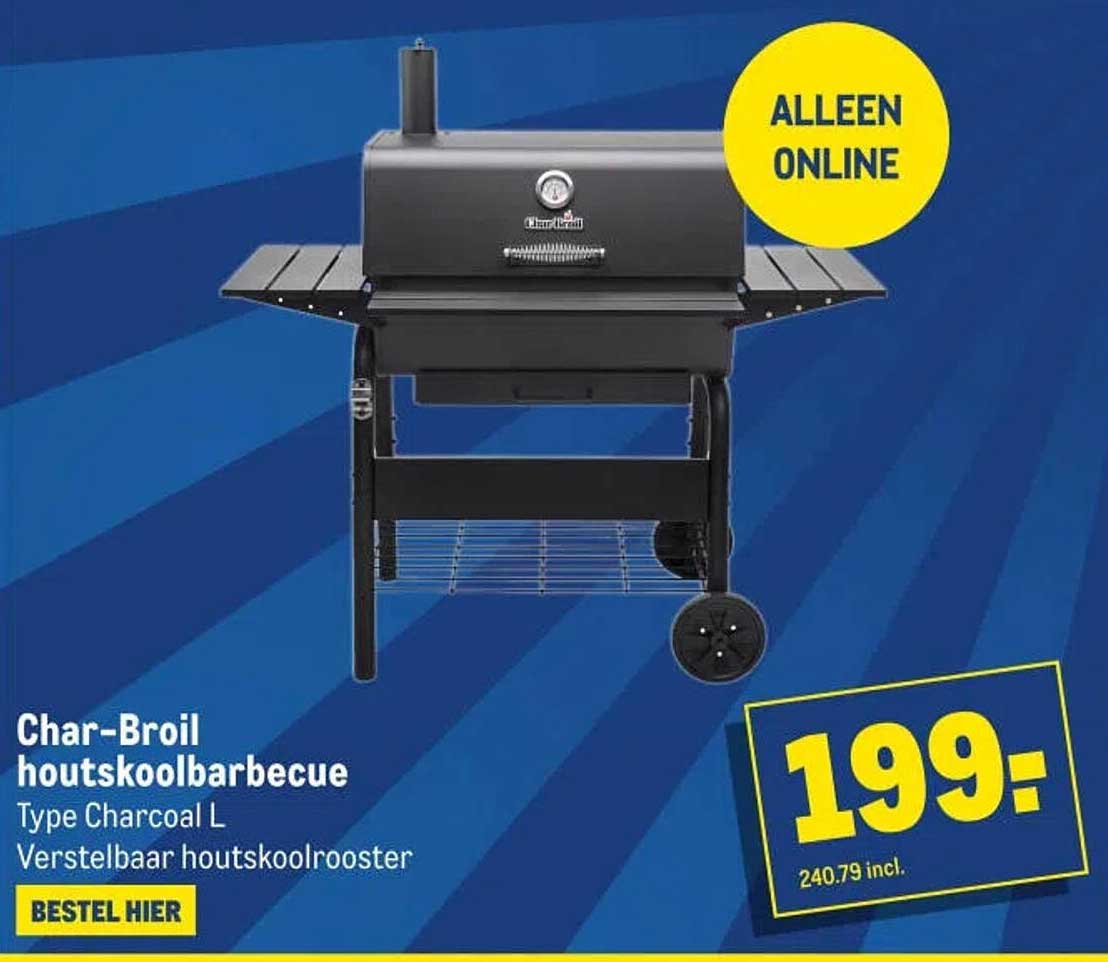 Char-Broil houtskoolbarbecue Type Charcoal L Verstelbaar houtskoolrooster