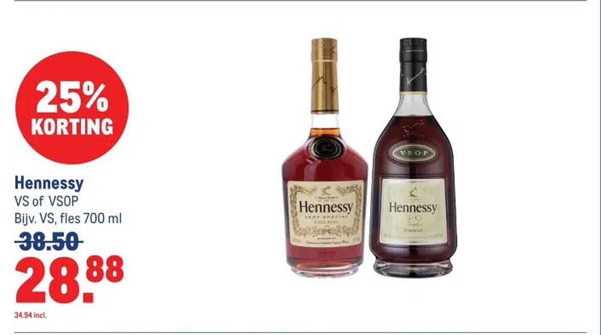 Hennessy VS of VSOP Bijv. VS, fles 700 ml