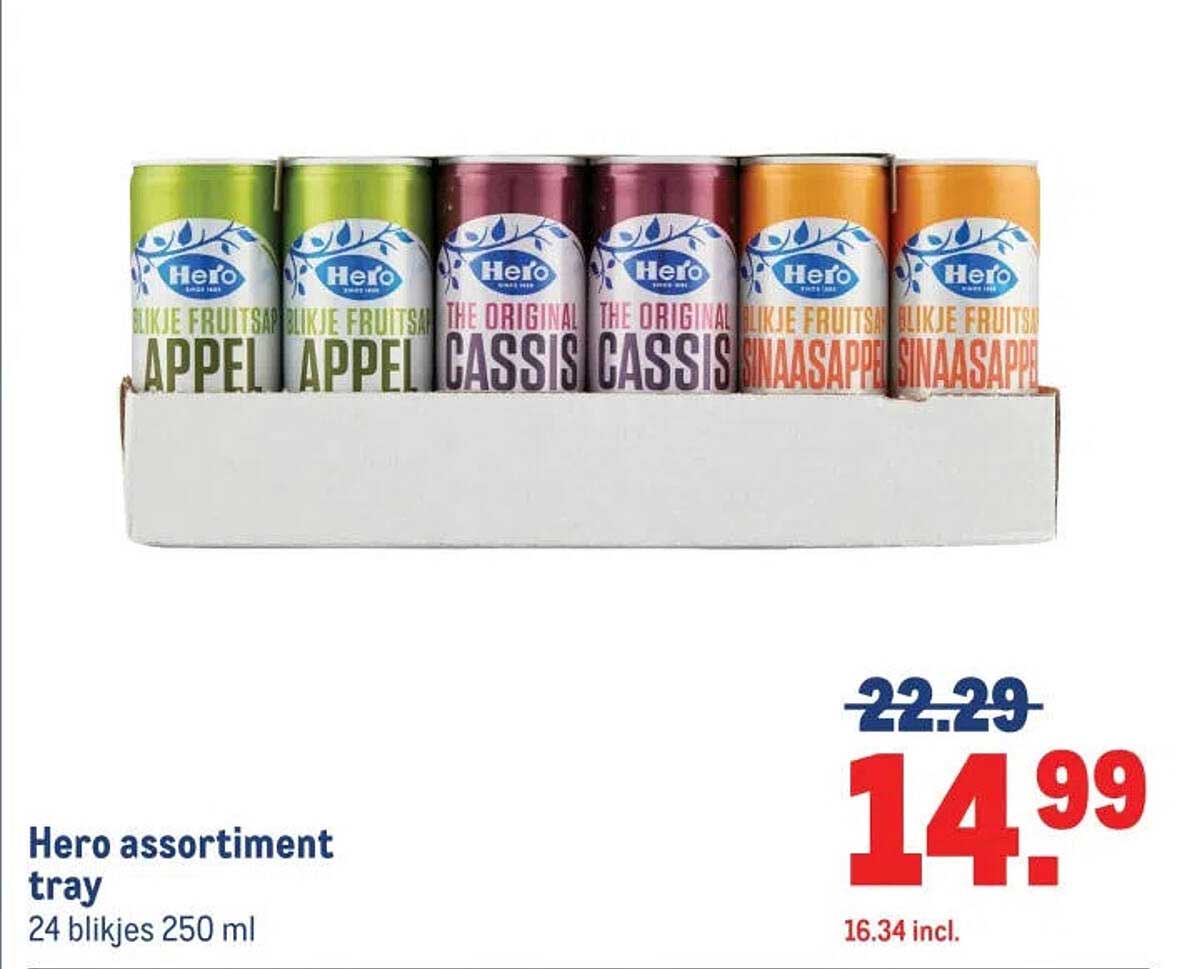Hero assortiment tray 24 blikjes 250 ml