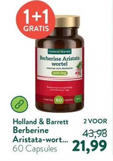 Holland & Barrett Berberine Arisata-wort... 60 Capsules 1+1 GRATIS