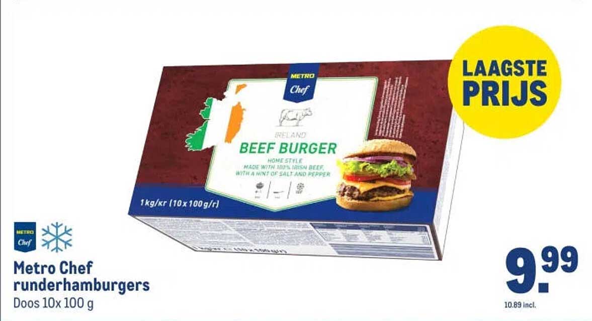 Metro Chef runderhamburgers Doos 10x100 g