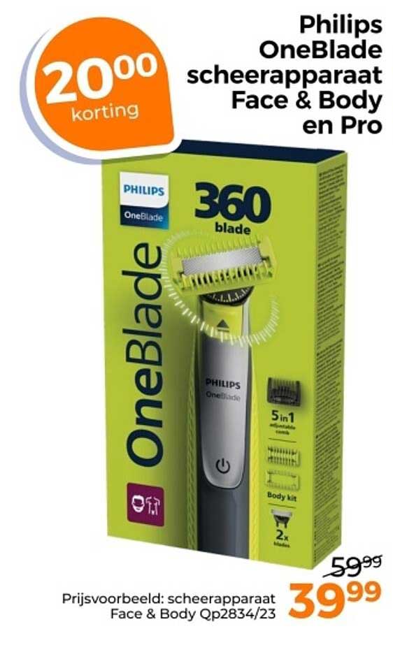 Philips OneBlade scheerapparaat Face & Body en Pro