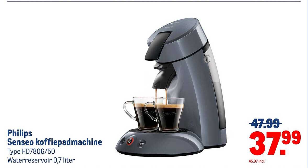 Philips Senseo koffiepadmachine Type HD7806/50 Waterreservoir 0,7 liter
