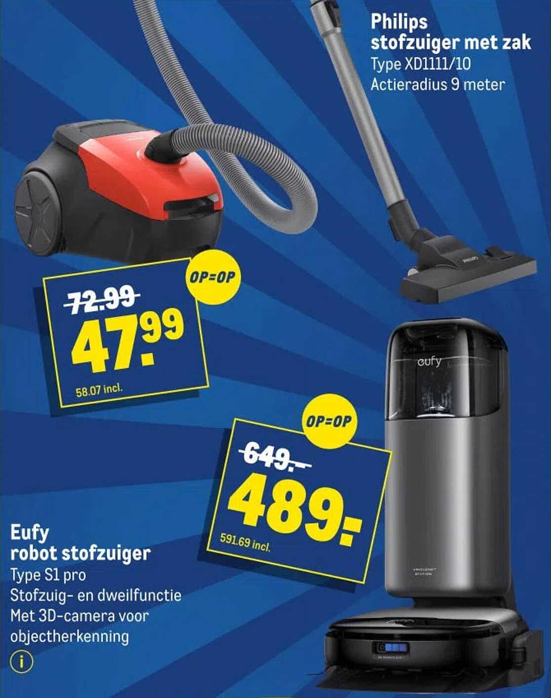 Philips stofzuiger met zak Type XD1111/10 Actieradius 9 meter