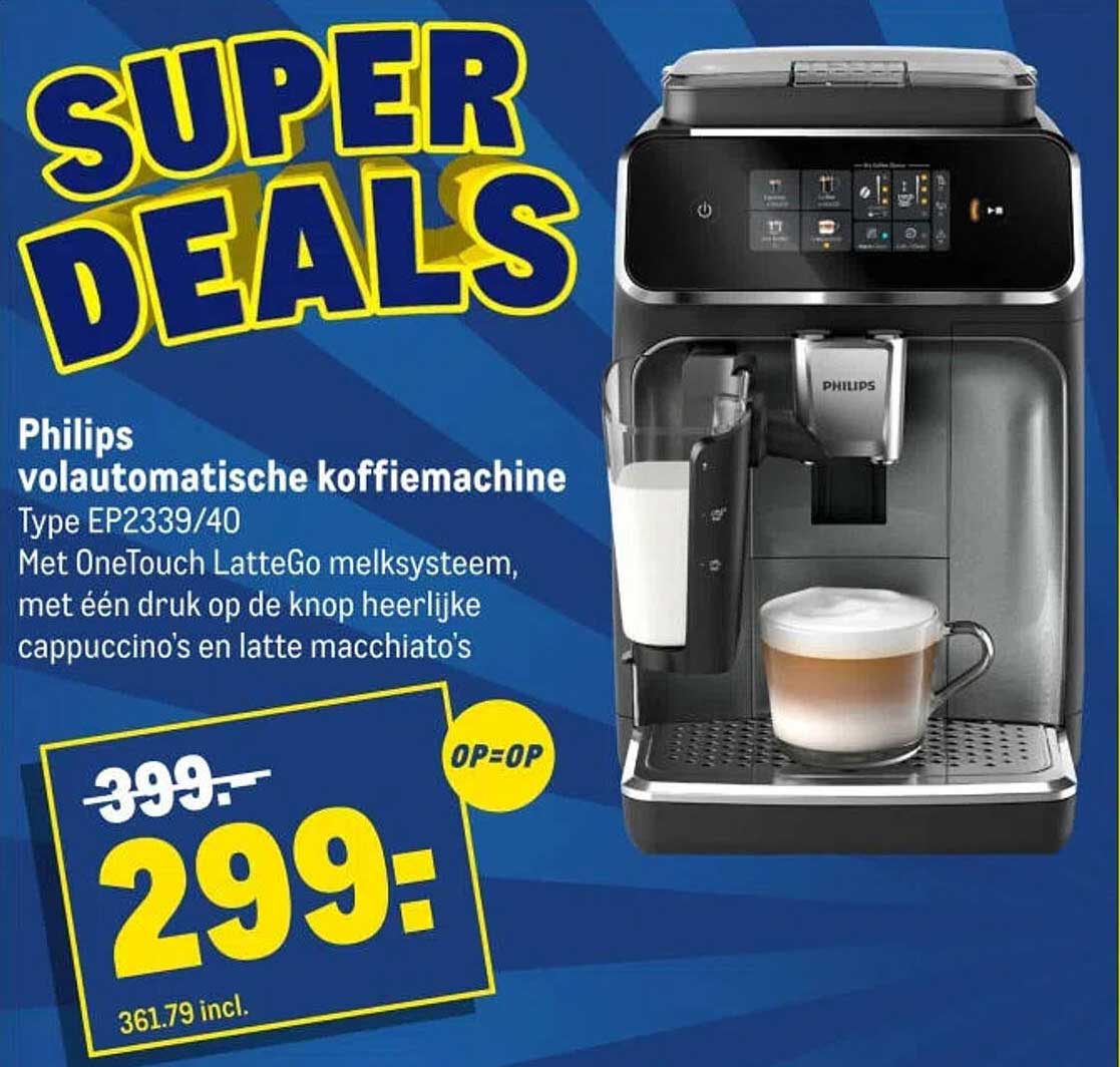 Philips volautomatische koffiemachine Type EP2339/40 Met OneTouch LatteGo melksysteem, met één druk op de knop heerlijke cappuccino's en latte macchiato's