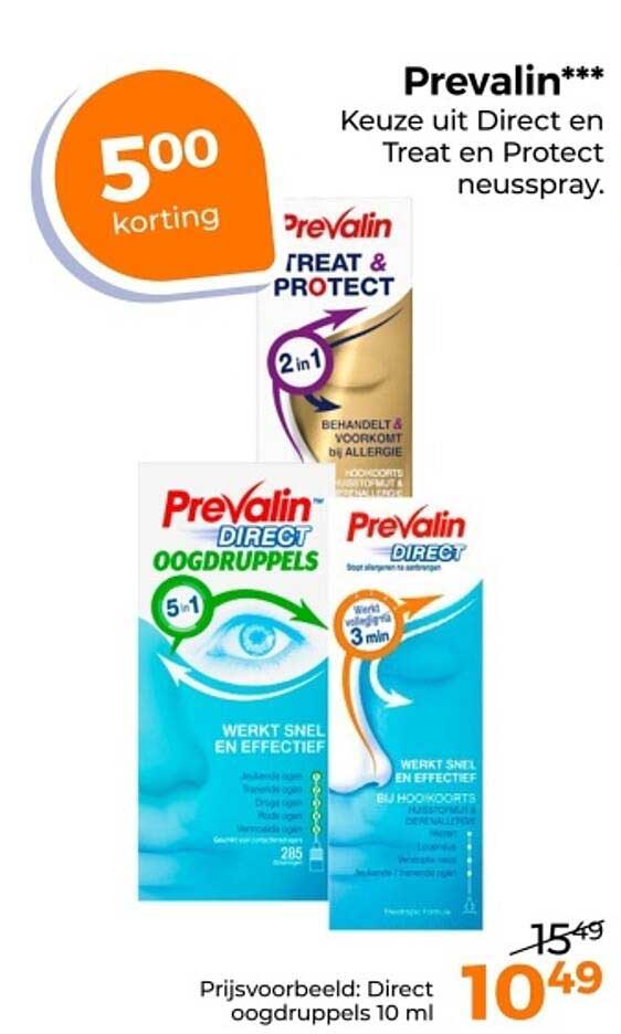 Prevalin*** Keuze uit Direct en Treat en Protect neusspray 500 korting
