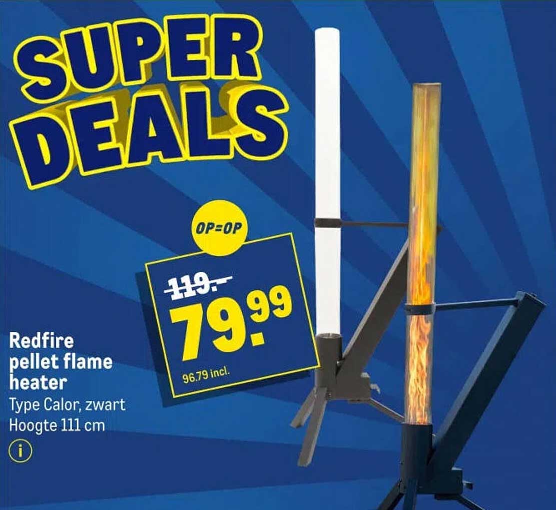 Redfire pellet flame heater Type Calor, zwart Hoogte 111 cm
