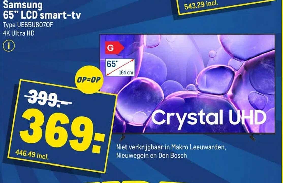 Samsung 65" LCD smart-tv Type UE65U8070F 4K Ultra HD