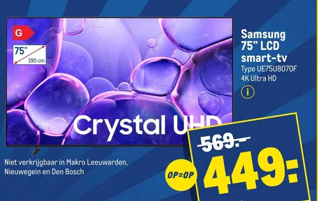 Samsung 75” LCD smart-tv Type UE75U8070F 4K Ultra HD