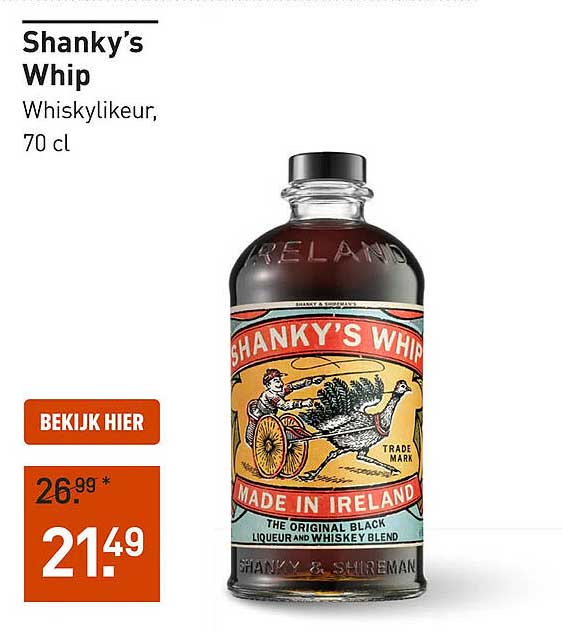 Shanky's Whip Whiskylikeur, 70 cl