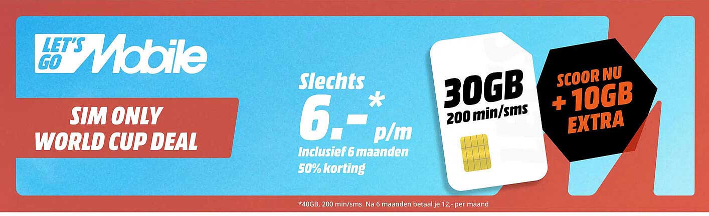 Sim Only World Cup Deal Aanbieding bij MediaMarkt - FolderFeest.nl