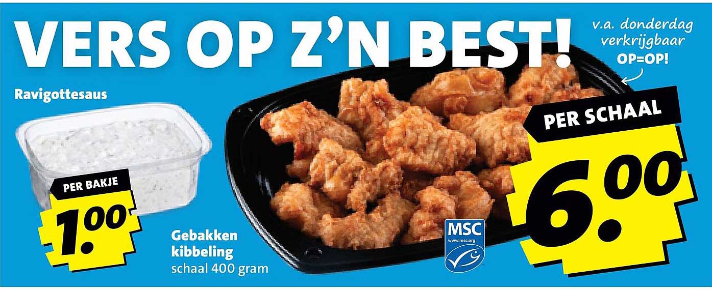 Vers op z’n best! Gebakken kibbeling schaal 400 gram