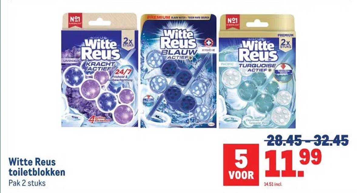 Witte Reus toiletblokken Pak 2 stuks 5 voor