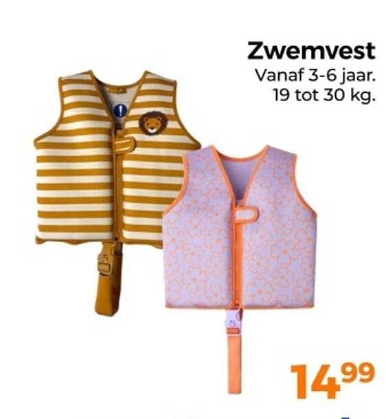 Zwemvest Vanaf 3-6 jaar. 19 tot 30 kg.