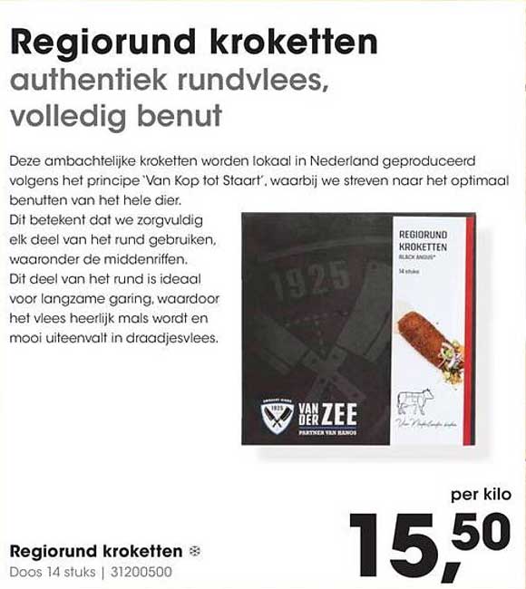Regiorund kroketten authentiek rundvlees, volledig benut