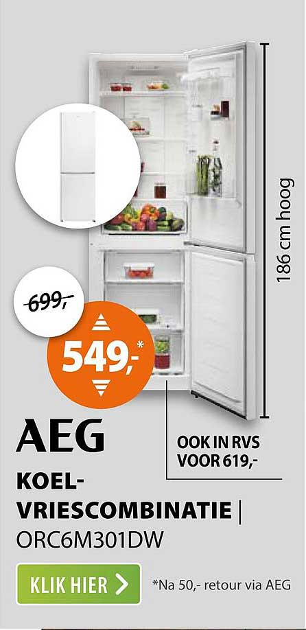 AEG KOEL-VRIESCOMBINATIE ORC6M301DW